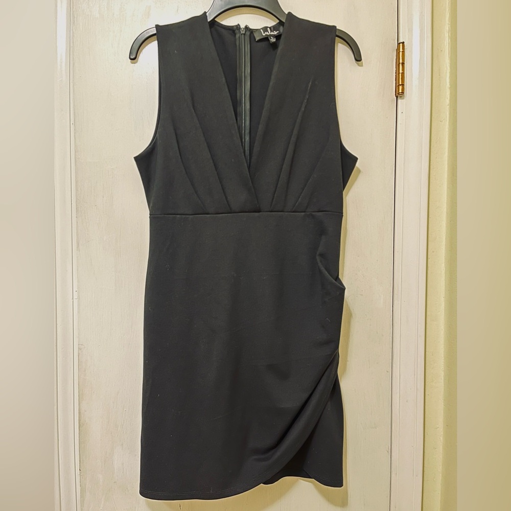 Lulu’s Black Cocktail Hour Sleeveless Tulip Mini little black dress Size Large - Picture 2 of 5
